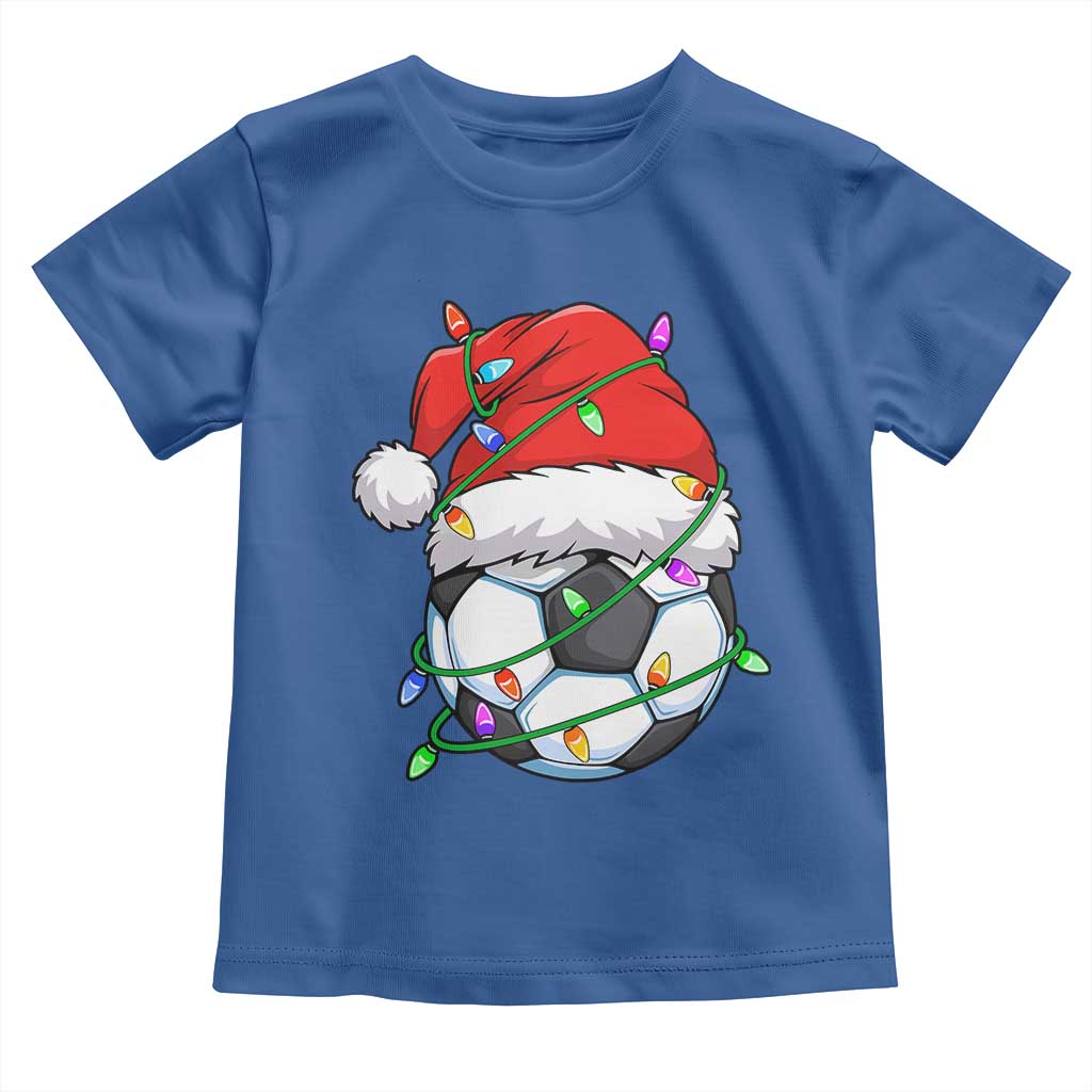 Soccer Christmas Toddler T Shirt Santa Hat Sports Xmas Pajamas TS10 Royal Blue Print Your Wear