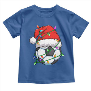 Soccer Christmas Toddler T Shirt Santa Hat Sports Xmas Pajamas TS10 Royal Blue Print Your Wear