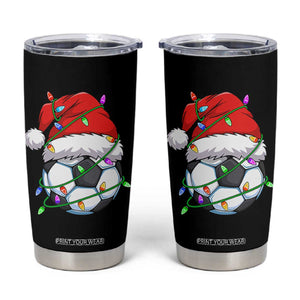 Soccer Christmas Tumbler Cup Santa Hat Sports Xmas Pajamas TS10 Black Print Your Wear