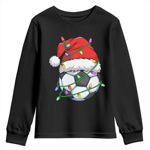 Soccer Christmas Youth Sweatshirt Santa Hat Sports Xmas Pajamas TS10 Black Print Your Wear