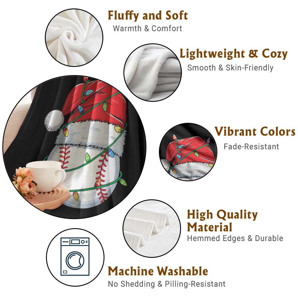 Christmas Baseball Throw Blanket Santa Hat Sports Men Boys Xmas Pajamas TS10 Print Your Wear