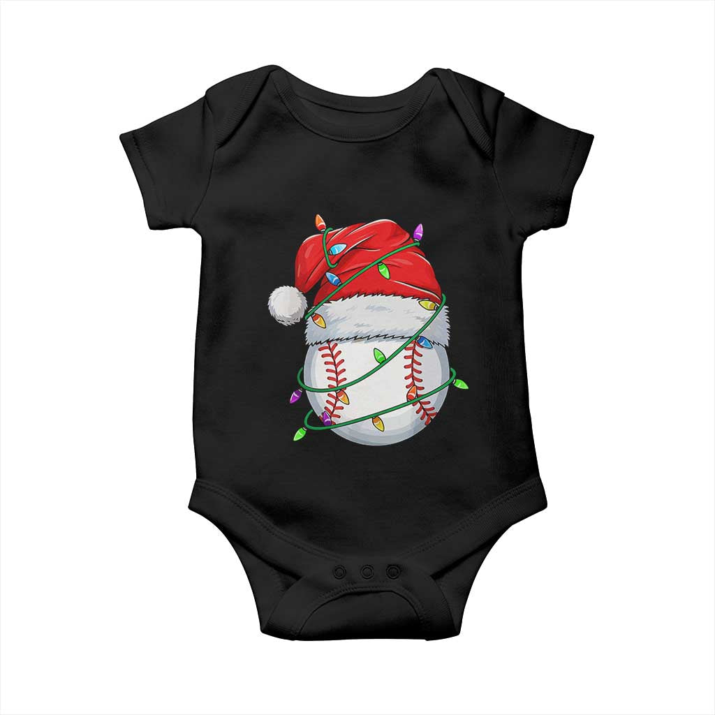 Christmas Baseball Baby Onesie Santa Hat Sports Men Boys Xmas Pajamas TS10 Black Print Your Wear