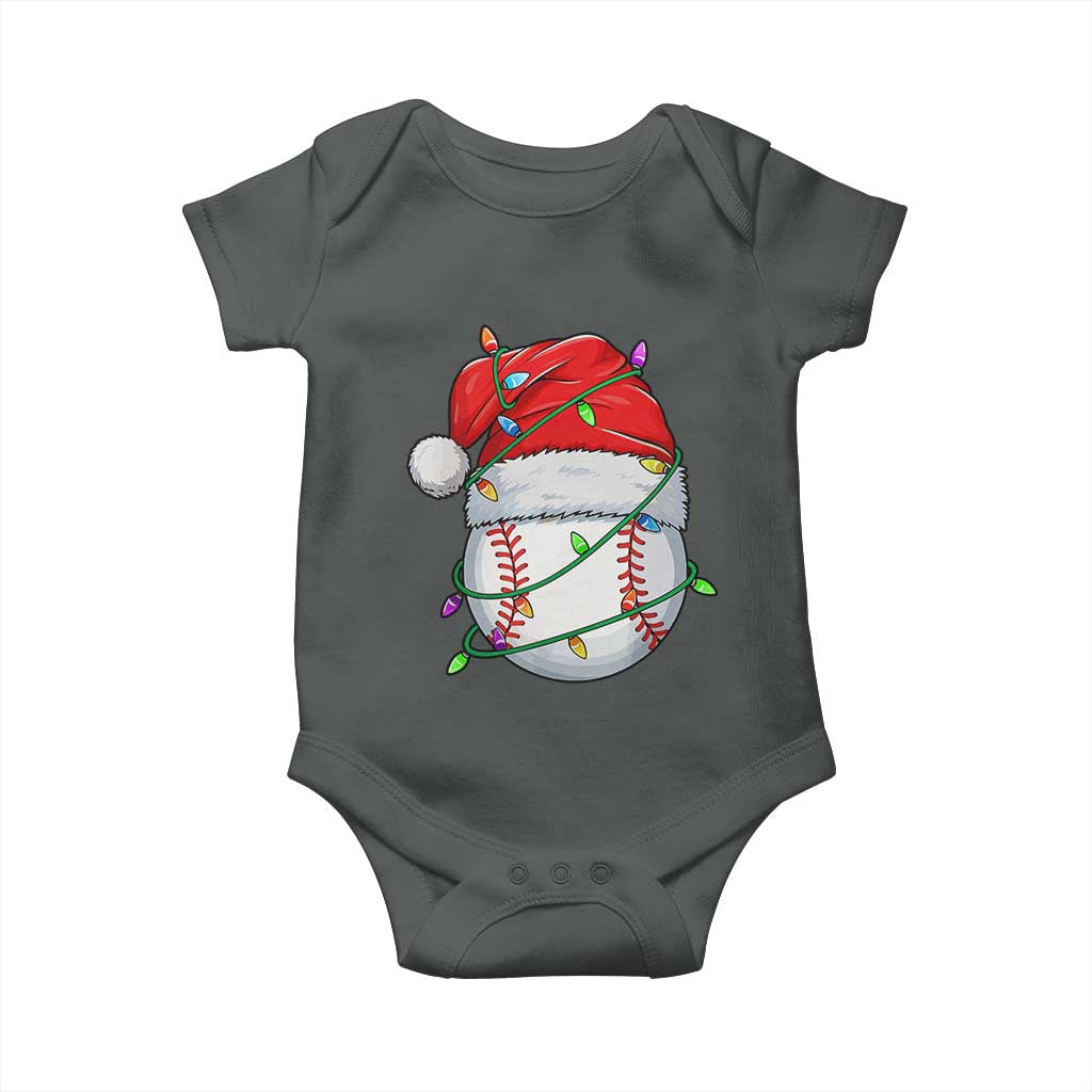 Christmas Baseball Baby Onesie Santa Hat Sports Men Boys Xmas Pajamas TS10 Dark Heather Print Your Wear