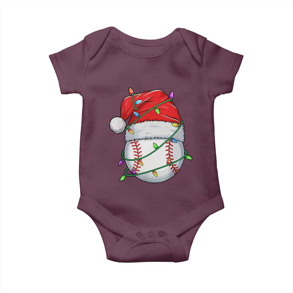 Christmas Baseball Baby Onesie Santa Hat Sports Men Boys Xmas Pajamas TS10 Maroon Print Your Wear