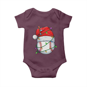 Christmas Baseball Baby Onesie Santa Hat Sports Men Boys Xmas Pajamas TS10 Maroon Print Your Wear