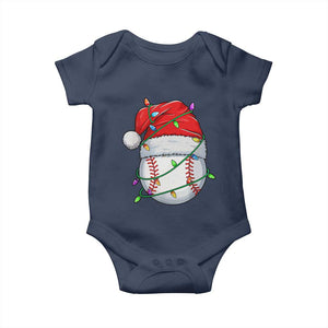Christmas Baseball Baby Onesie Santa Hat Sports Men Boys Xmas Pajamas TS10 Navy Print Your Wear