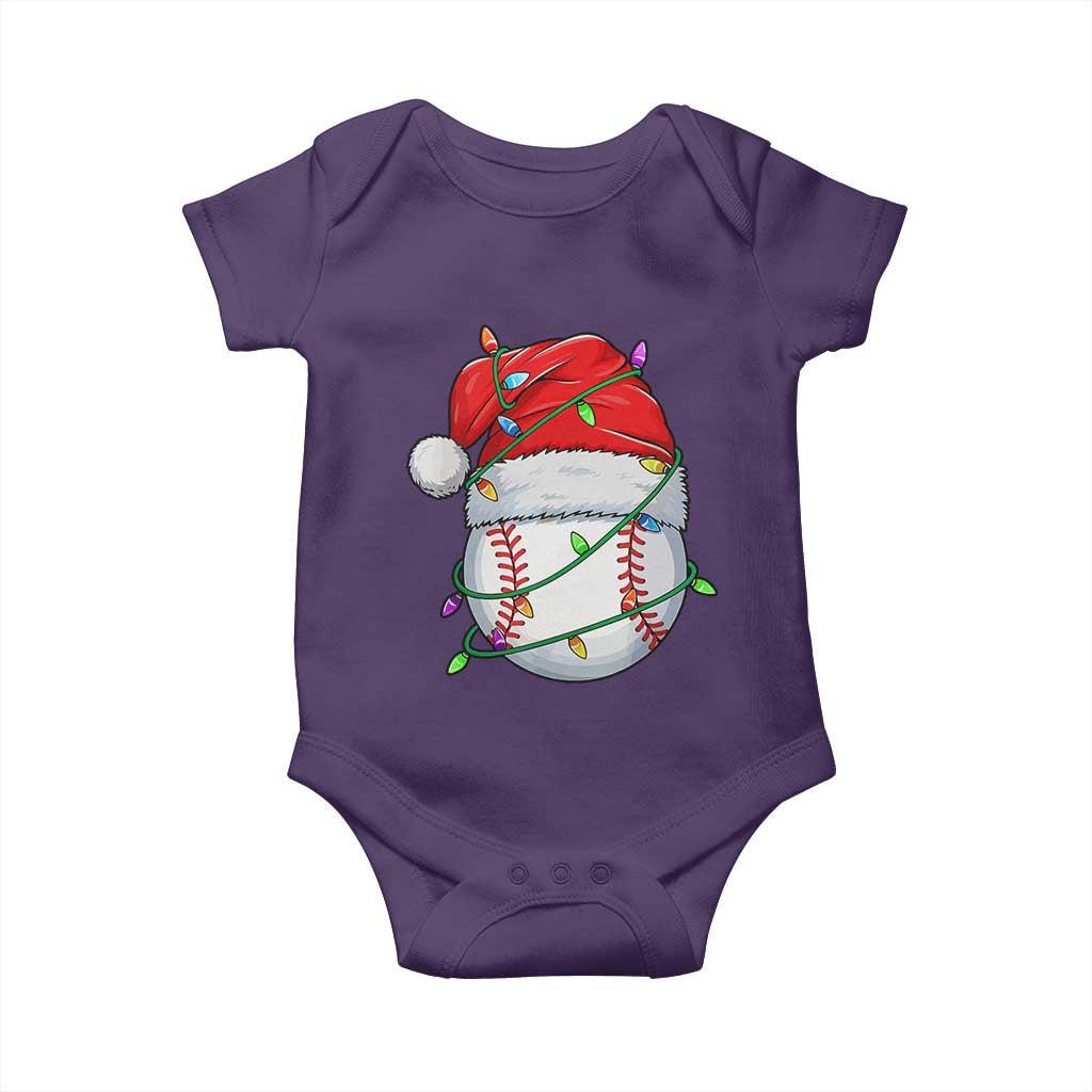 Christmas Baseball Baby Onesie Santa Hat Sports Men Boys Xmas Pajamas TS10 Purple Print Your Wear