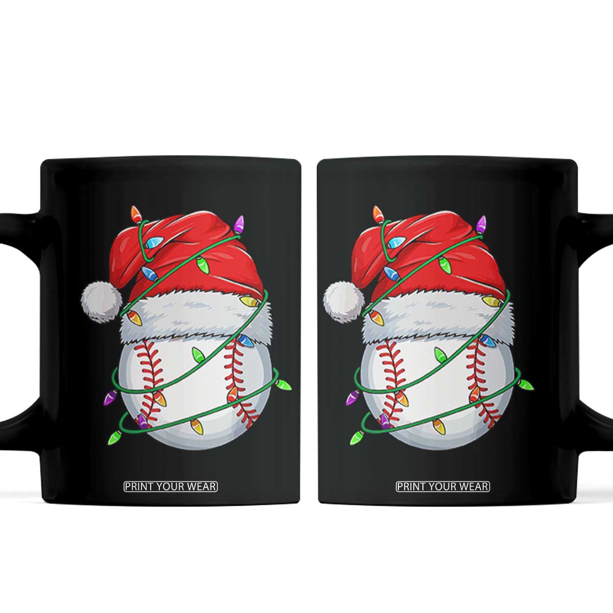 Christmas Baseball Coffee Mug Santa Hat Sports Men Boys Xmas Pajamas TS10 Black Print Your Wear