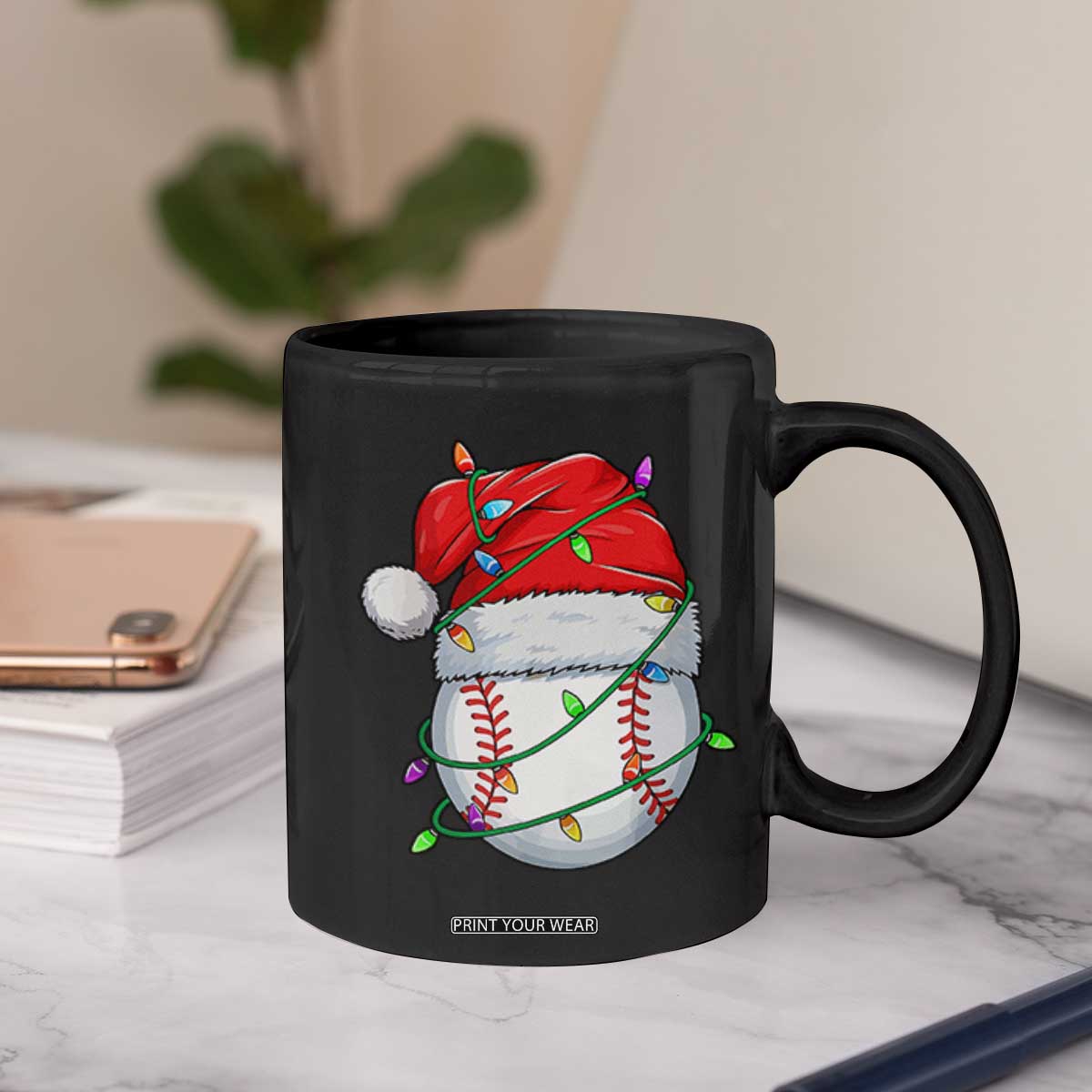 Christmas Baseball Coffee Mug Santa Hat Sports Men Boys Xmas Pajamas TS10 Print Your Wear