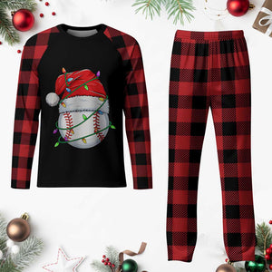 Christmas Baseball Plaid Pajama Set Santa Hat Sports Men Boys Xmas Pajamas TS10 Buffalo Plaid Print Your Wear