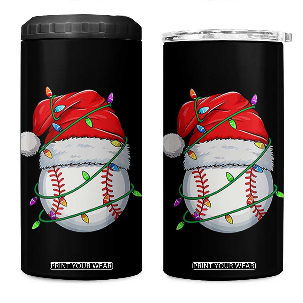 Christmas Baseball 4 in 1 Can Cooler Tumbler Santa Hat Sports Men Boys Xmas Pajamas TS10 One Size: 16 oz Black Print Your Wear