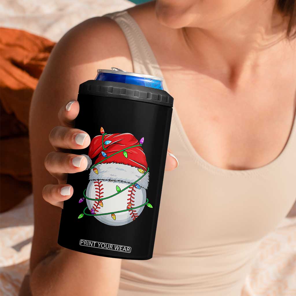 Christmas Baseball 4 in 1 Can Cooler Tumbler Santa Hat Sports Men Boys Xmas Pajamas TS10 Print Your Wear