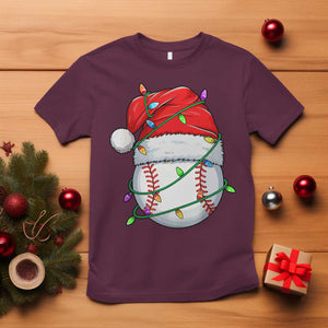 Christmas Baseball T Shirt Santa Hat Sports Men Boys Xmas Pajamas TS10 Maroon Print Your Wear