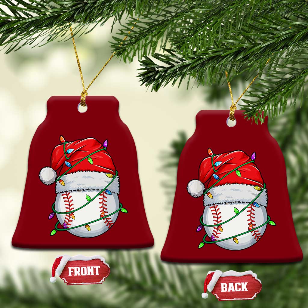 Christmas Baseball Ceramic Ornament Santa Hat Sports Men Boys Xmas Pajamas TS10 Print Your Wear