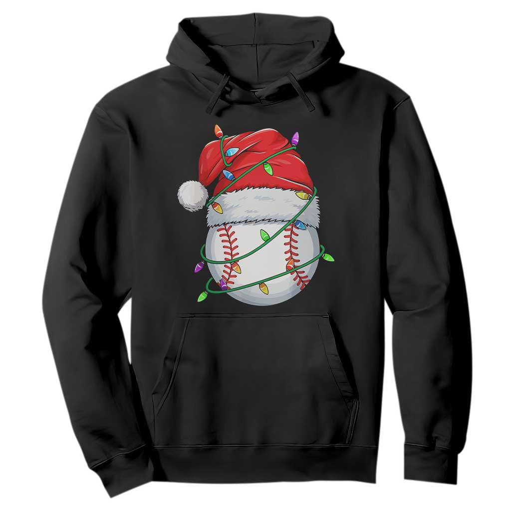 Christmas Baseball Hoodie Santa Hat Sports Men Boys Xmas Pajamas TS10 Black Print Your Wear