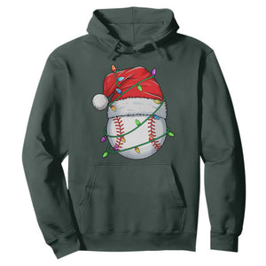 Christmas Baseball Hoodie Santa Hat Sports Men Boys Xmas Pajamas TS10 Dark Forest Green Print Your Wear