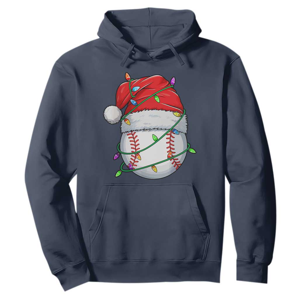 Christmas Baseball Hoodie Santa Hat Sports Men Boys Xmas Pajamas TS10 Navy Print Your Wear