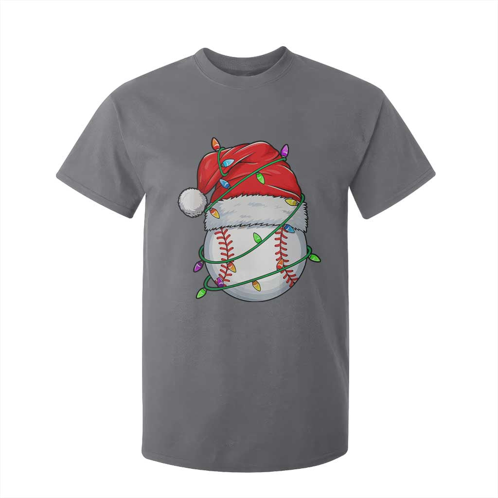 Christmas Baseball T Shirt For Kid Santa Hat Sports Men Boys Xmas Pajamas TS10 Charcoal Print Your Wear