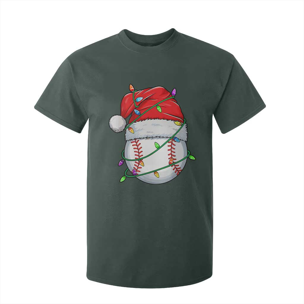 Christmas Baseball T Shirt For Kid Santa Hat Sports Men Boys Xmas Pajamas TS10 Dark Forest Green Print Your Wear