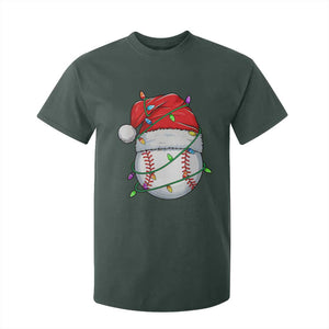 Christmas Baseball T Shirt For Kid Santa Hat Sports Men Boys Xmas Pajamas TS10 Dark Forest Green Print Your Wear