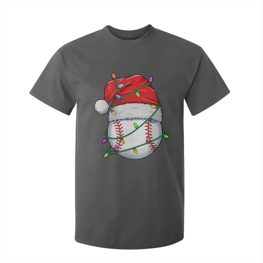 Christmas Baseball T Shirt For Kid Santa Hat Sports Men Boys Xmas Pajamas TS10 Dark Heather Print Your Wear