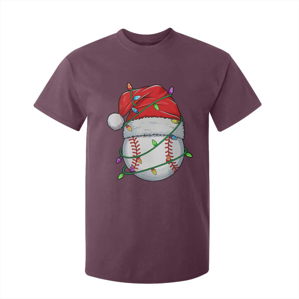 Christmas Baseball T Shirt For Kid Santa Hat Sports Men Boys Xmas Pajamas TS10 Maroon Print Your Wear