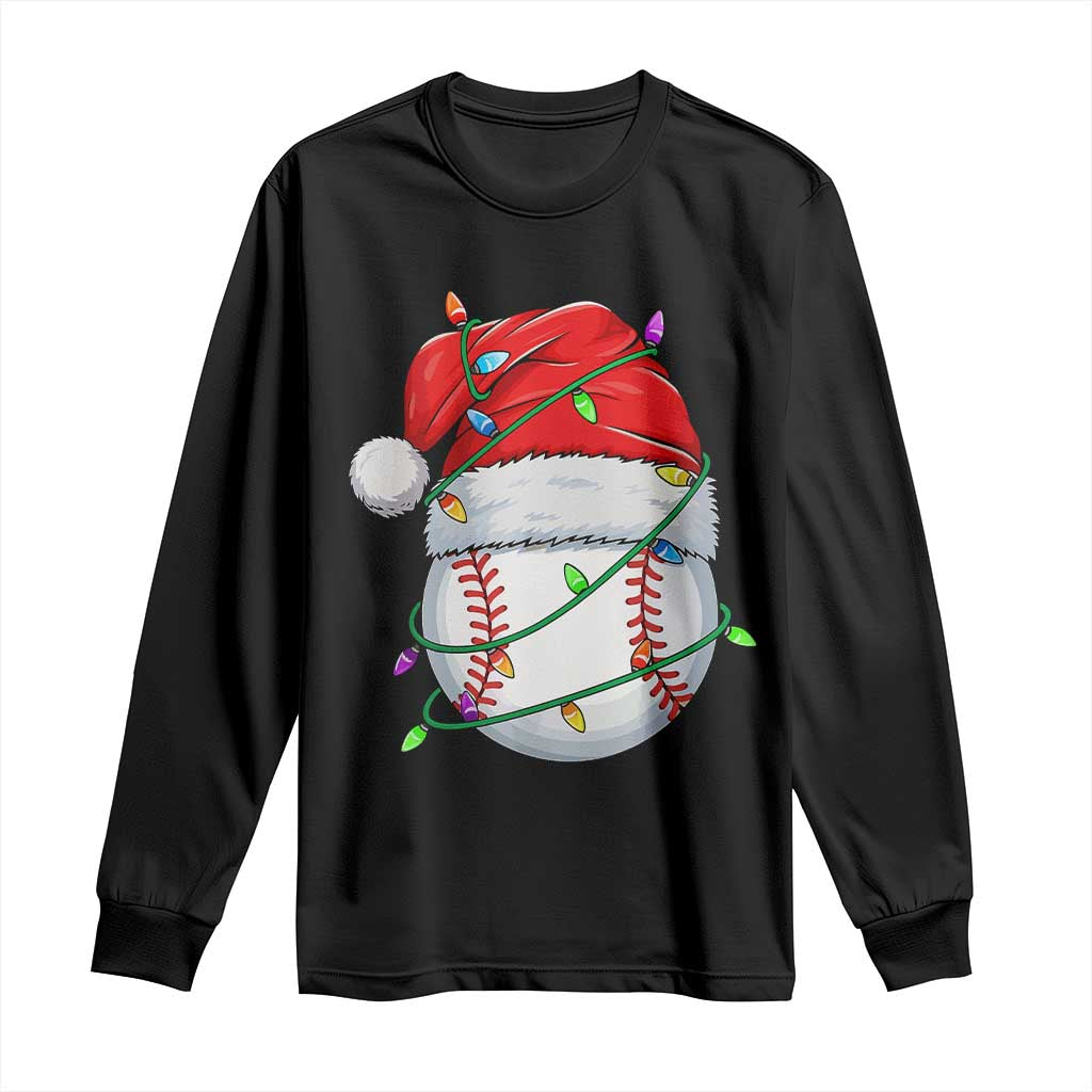 Christmas Baseball Long Sleeve Shirt Santa Hat Sports Men Boys Xmas Pajamas TS10 Black Print Your Wear