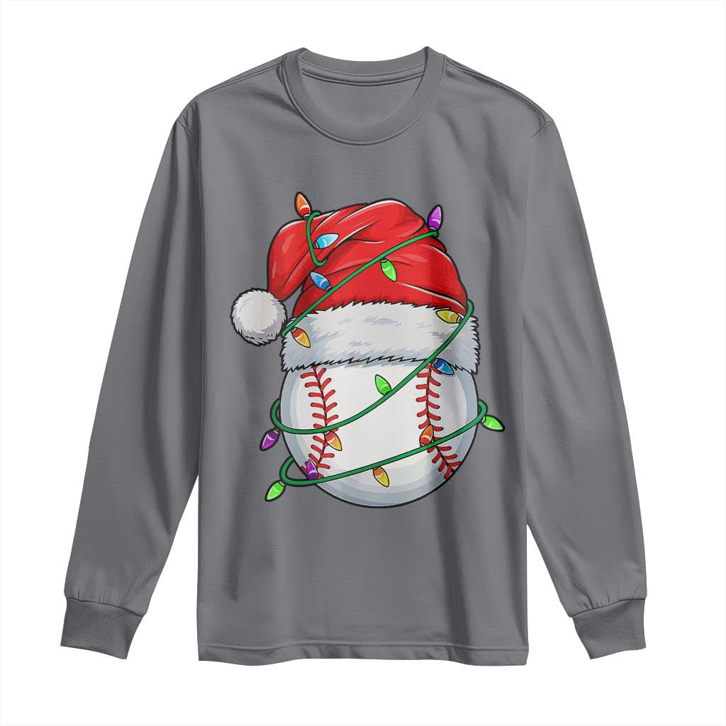 Christmas Baseball Long Sleeve Shirt Santa Hat Sports Men Boys Xmas Pajamas TS10 Charcoal Print Your Wear