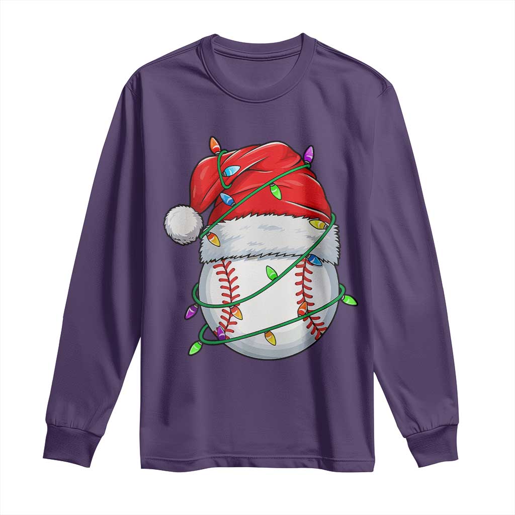 Christmas Baseball Long Sleeve Shirt Santa Hat Sports Men Boys Xmas Pajamas TS10 Purple Print Your Wear
