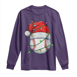 Christmas Baseball Long Sleeve Shirt Santa Hat Sports Men Boys Xmas Pajamas TS10 Purple Print Your Wear