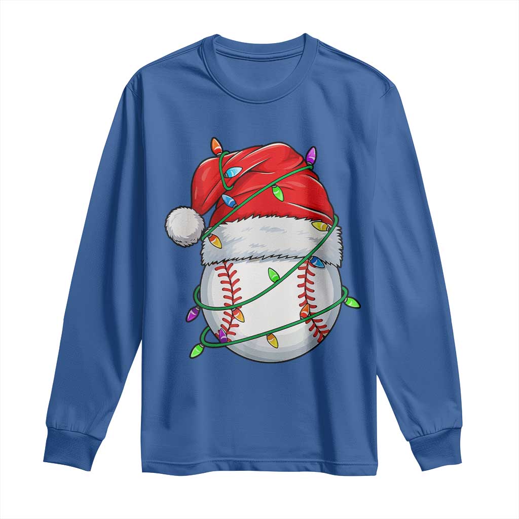 Christmas Baseball Long Sleeve Shirt Santa Hat Sports Men Boys Xmas Pajamas TS10 Royal Blue Print Your Wear