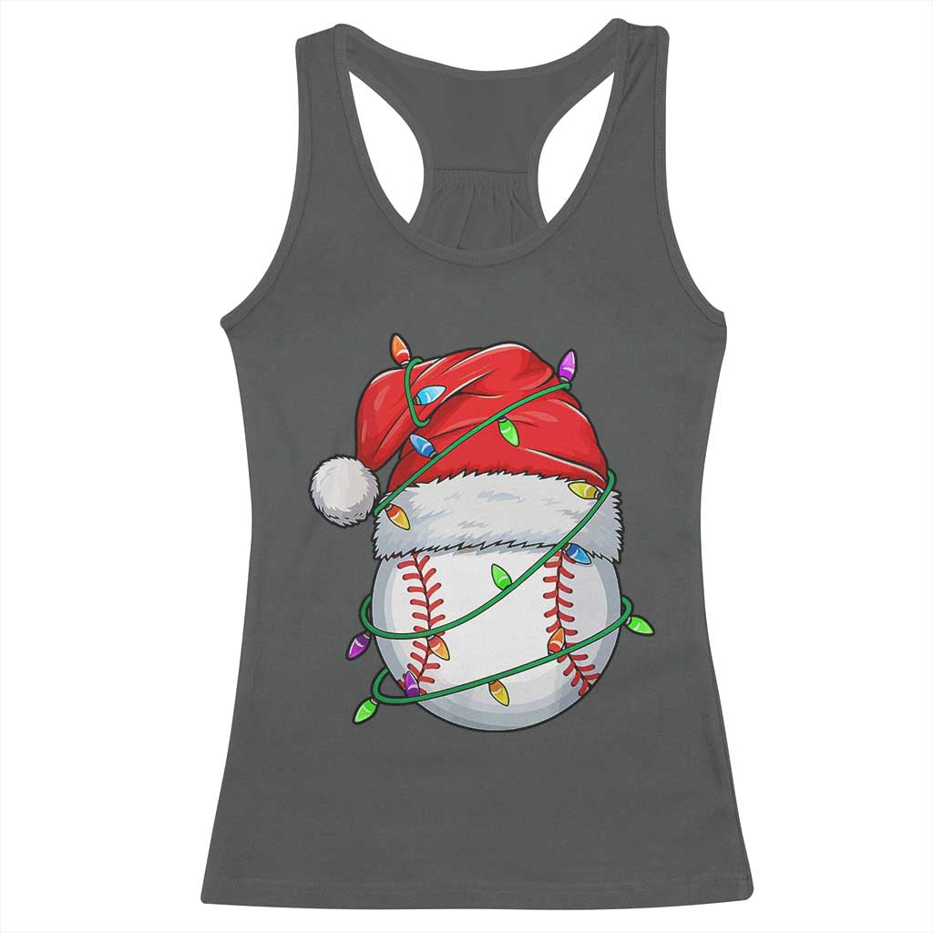 Christmas Baseball Racerback Tank Top Santa Hat Sports Men Boys Xmas Pajamas TS10 Dark Heather Print Your Wear