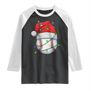 Christmas Baseball Raglan Shirt Santa Hat Sports Men Boys Xmas Pajamas TS10 Black White Print Your Wear