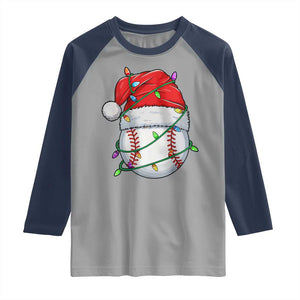 Christmas Baseball Raglan Shirt Santa Hat Sports Men Boys Xmas Pajamas TS10 Sport Gray Navy Print Your Wear