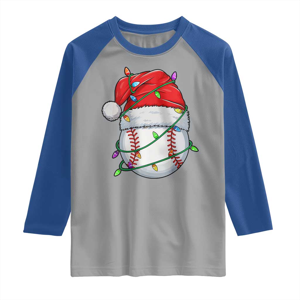 Christmas Baseball Raglan Shirt Santa Hat Sports Men Boys Xmas Pajamas TS10 Sport Gray Royal Print Your Wear