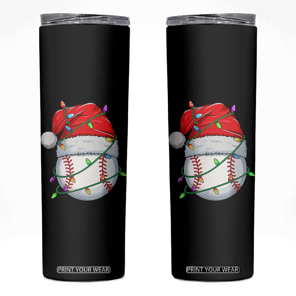 Christmas Baseball Skinny Tumbler Santa Hat Sports Men Boys Xmas Pajamas TS10 Black Print Your Wear