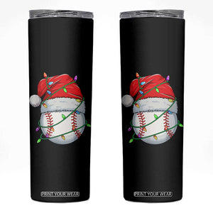 Christmas Baseball Skinny Tumbler Santa Hat Sports Men Boys Xmas Pajamas TS10 Black Print Your Wear
