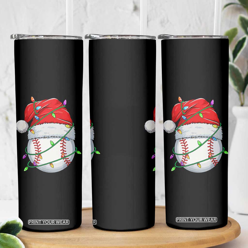 Christmas Baseball Skinny Tumbler Santa Hat Sports Men Boys Xmas Pajamas TS10 Print Your Wear