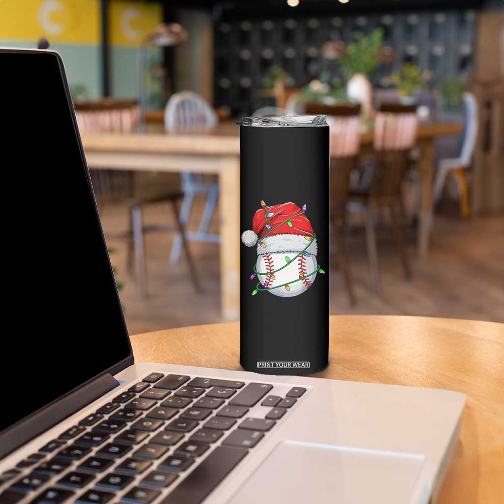 Christmas Baseball Skinny Tumbler Santa Hat Sports Men Boys Xmas Pajamas TS10 Print Your Wear