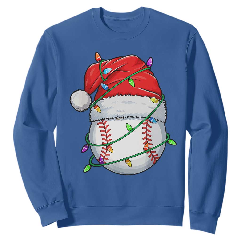 Christmas Baseball Sweatshirt Santa Hat Sports Men Boys Xmas Pajamas TS10 Royal Blue Print Your Wear