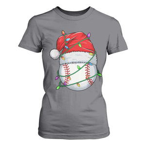 Christmas Baseball T Shirt For Women Santa Hat Sports Men Boys Xmas Pajamas TS10 Charcoal Print Your Wear