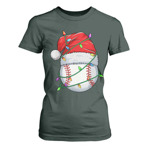 Christmas Baseball T Shirt For Women Santa Hat Sports Men Boys Xmas Pajamas TS10 Dark Forest Green Print Your Wear