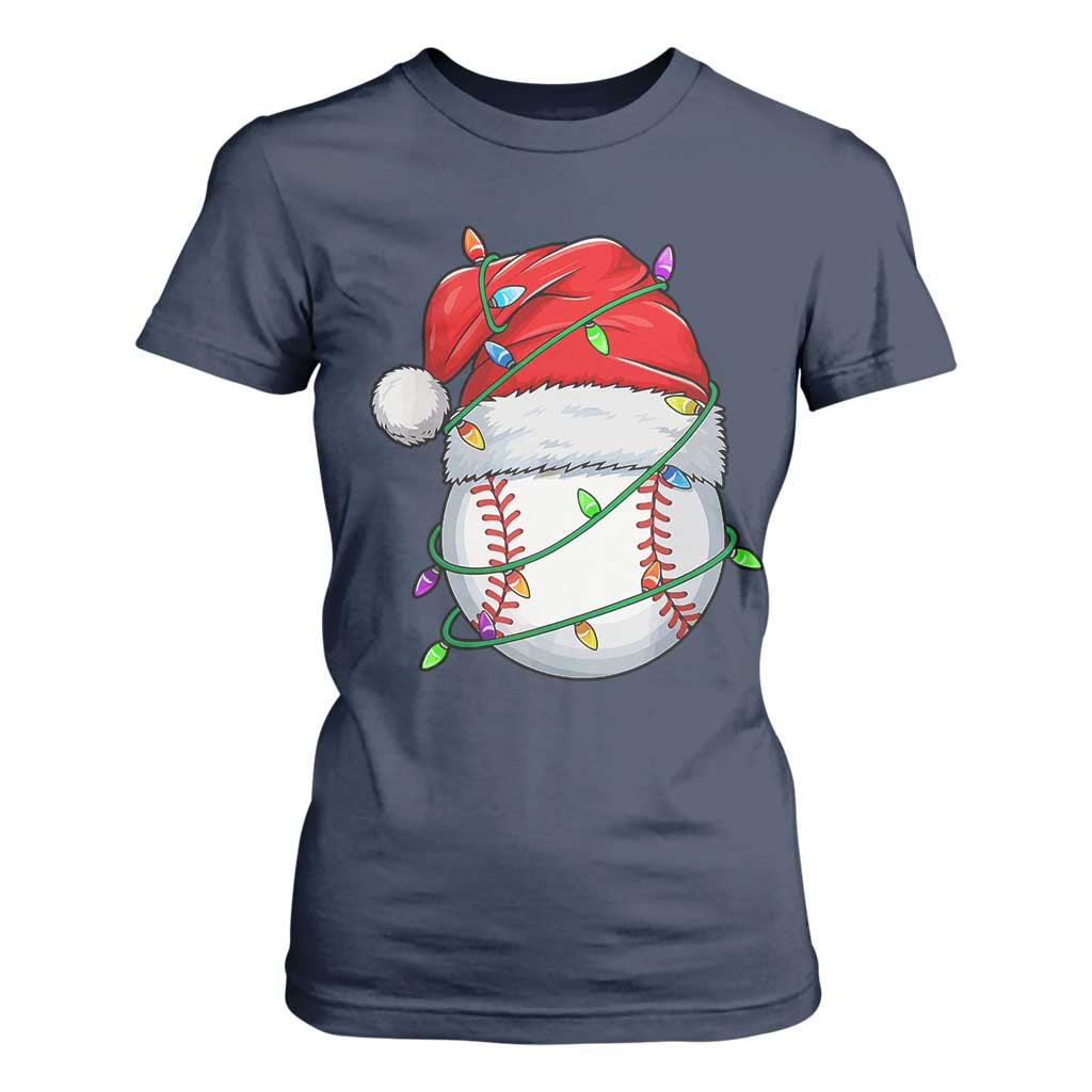 Christmas Baseball T Shirt For Women Santa Hat Sports Men Boys Xmas Pajamas TS10 Navy Print Your Wear