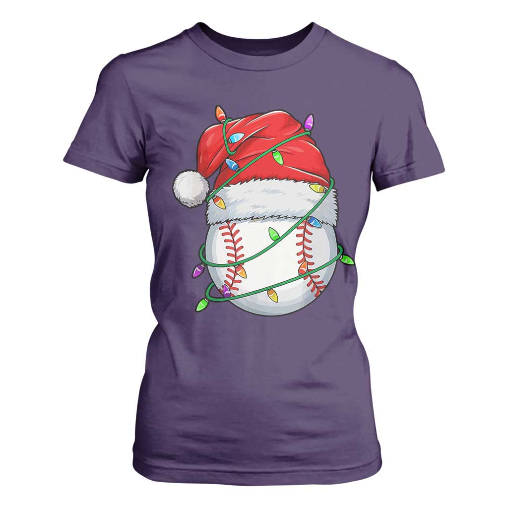 Christmas Baseball T Shirt For Women Santa Hat Sports Men Boys Xmas Pajamas TS10 Purple Print Your Wear