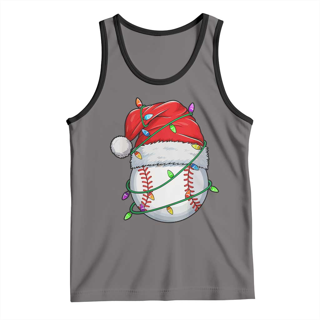 Christmas Baseball Tank Top Santa Hat Sports Men Boys Xmas Pajamas TS10 Deep Heather Black Print Your Wear