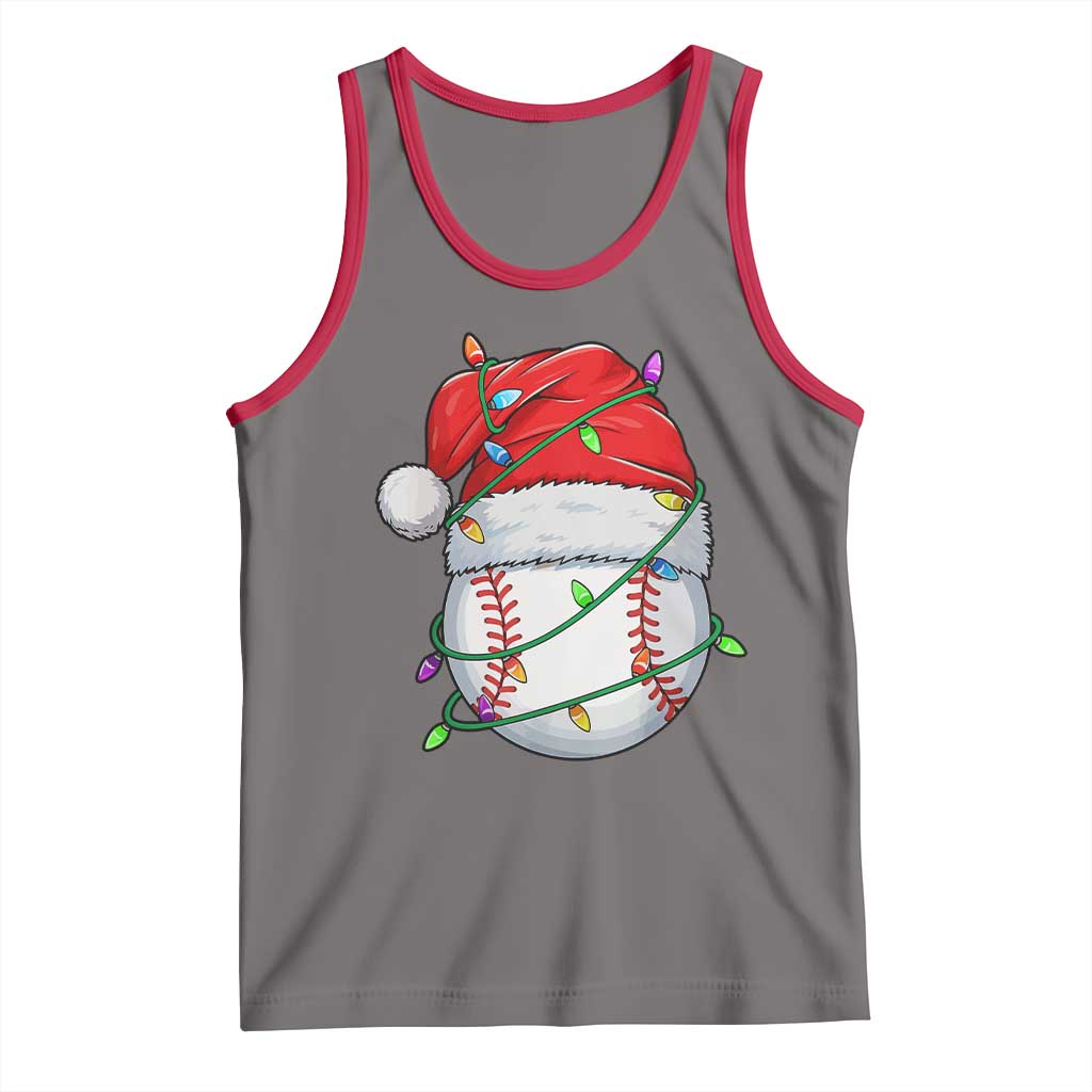 Christmas Baseball Tank Top Santa Hat Sports Men Boys Xmas Pajamas TS10 Deep Heather Red Print Your Wear