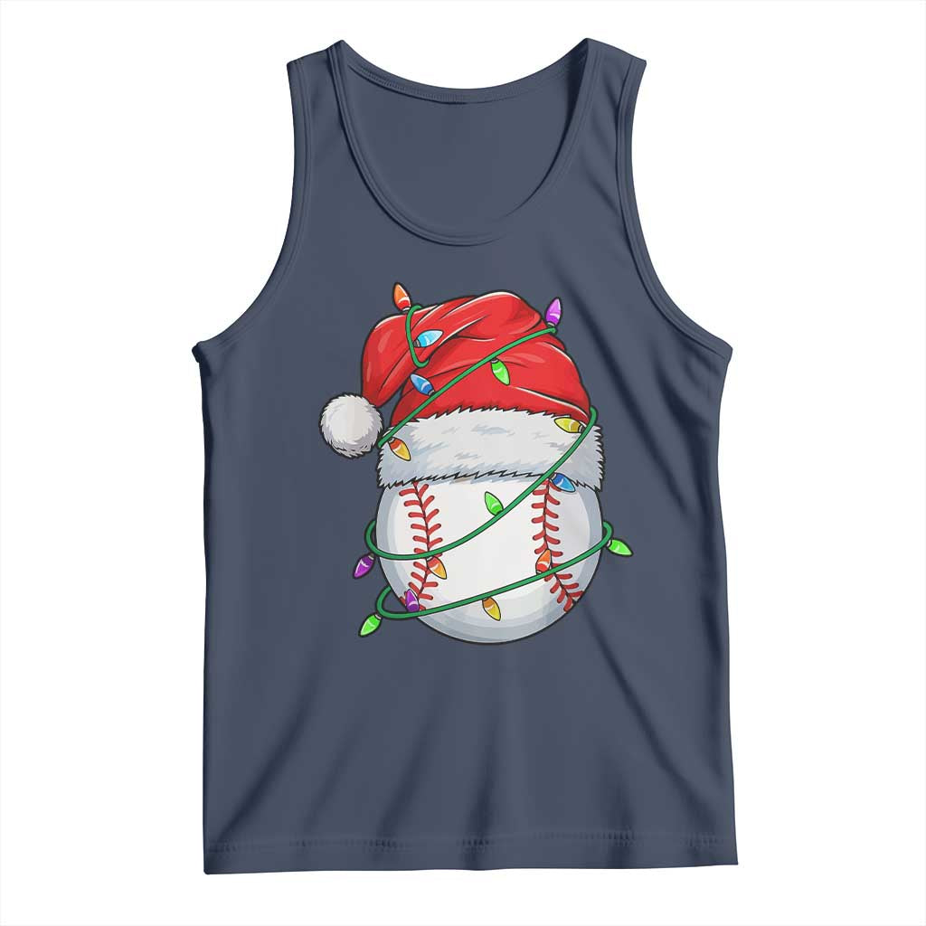 Christmas Baseball Tank Top Santa Hat Sports Men Boys Xmas Pajamas TS10 Navy Print Your Wear