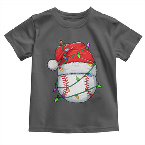Christmas Baseball Toddler T Shirt Santa Hat Sports Men Boys Xmas Pajamas TS10 Dark Heather Print Your Wear