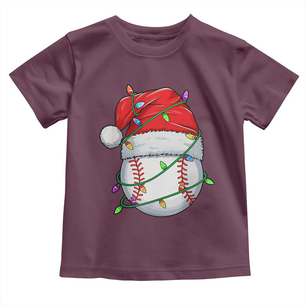 Christmas Baseball Toddler T Shirt Santa Hat Sports Men Boys Xmas Pajamas TS10 Maroon Print Your Wear