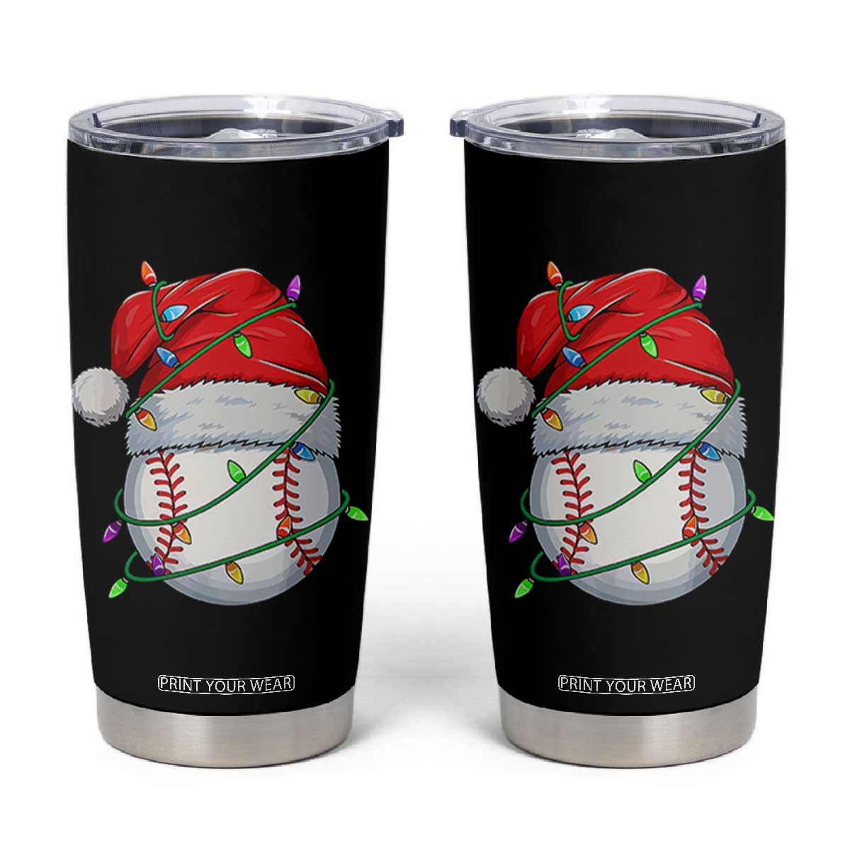 Christmas Baseball Tumbler Cup Santa Hat Sports Men Boys Xmas Pajamas TS10 Black Print Your Wear
